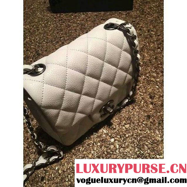 Chanel Caviar Calfskin Leather Mini Classic Flap Bag A1115 White (Silver Hardware) (MC-121537 )