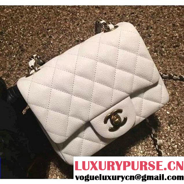 Chanel Caviar Calfskin Leather Mini Classic Flap Bag A1115 White(Gold Hardware) (MC-121538 )