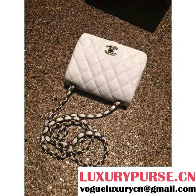 Chanel Caviar Calfskin Leather Mini Classic Flap Bag A1115 White(Gold Hardware) (MC-121538 )