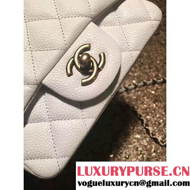 Chanel Caviar Calfskin Leather Mini Classic Flap Bag A1115 White(Gold Hardware) (MC-121538 )
