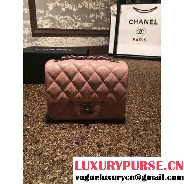 Chanel Caviar Calfskin Leather Mini Classic Flap Bag A1115 Pink (Silver Hardware) (MC-121539 )