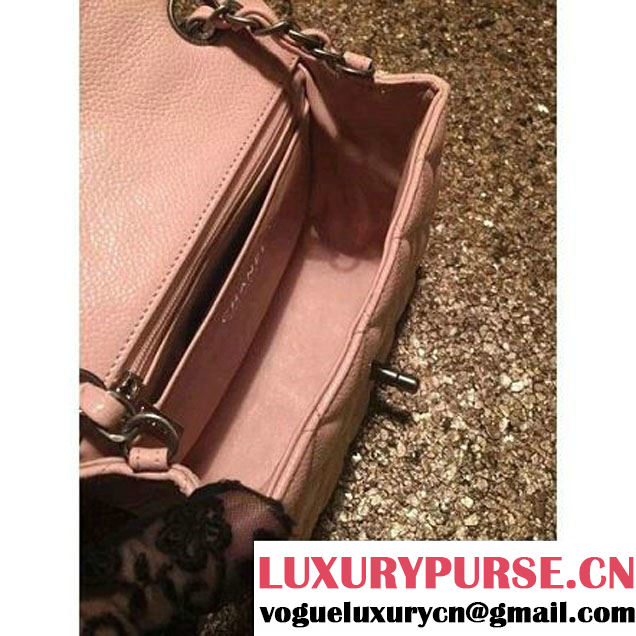 Chanel Caviar Calfskin Leather Mini Classic Flap Bag A1115 Pink (Silver Hardware) (MC-121539 )