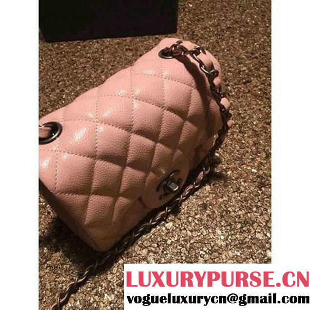 Chanel Caviar Calfskin Leather Mini Classic Flap Bag A1115 Pink (Silver Hardware) (MC-121539 )