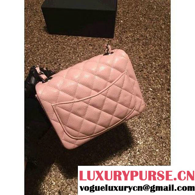 Chanel Caviar Calfskin Leather Mini Classic Flap Bag A1115 Pink (Silver Hardware) (MC-121539 )