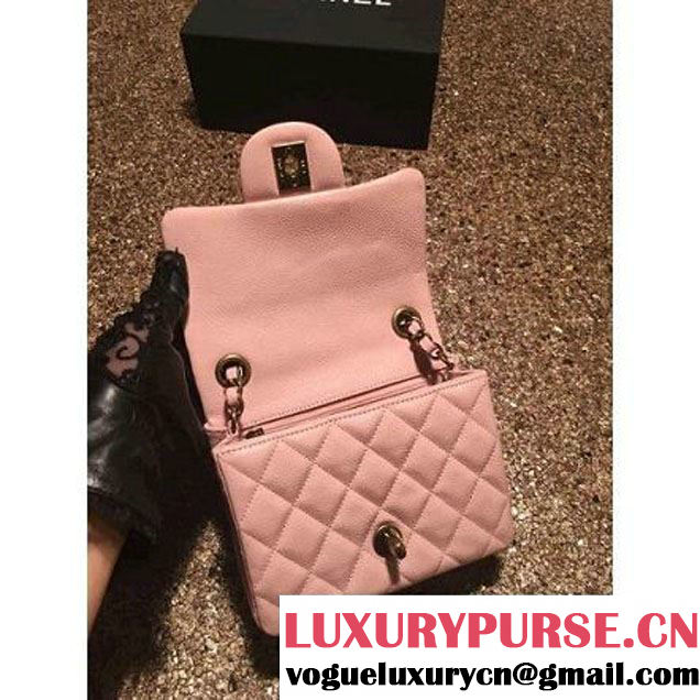 Chanel Caviar Calfskin Leather Mini Classic Flap Bag A1115 Pink (Gold Hardware) (MC-121540 )