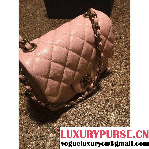 Chanel Caviar Calfskin Leather Mini Classic Flap Bag A1115 Pink (Gold Hardware) (MC-121540 )