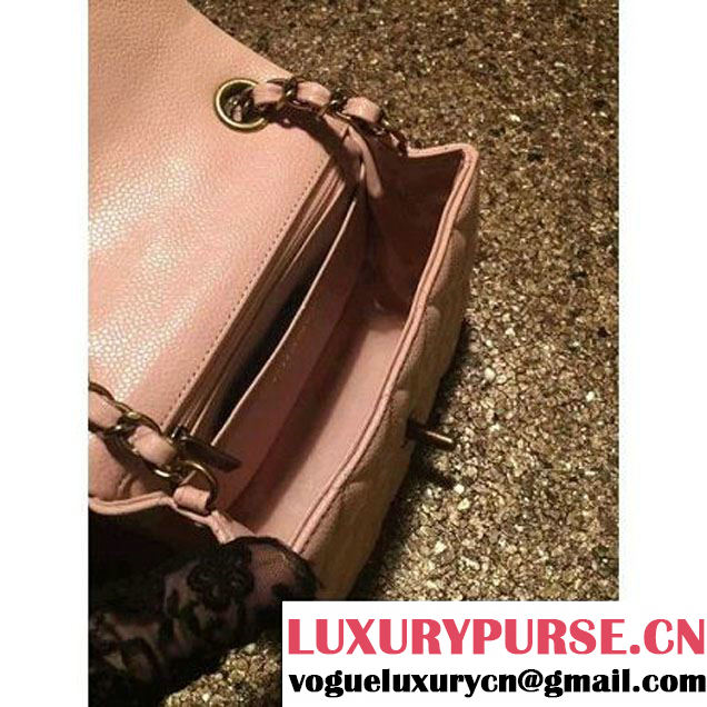 Chanel Caviar Calfskin Leather Mini Classic Flap Bag A1115 Pink (Gold Hardware) (MC-121540 )
