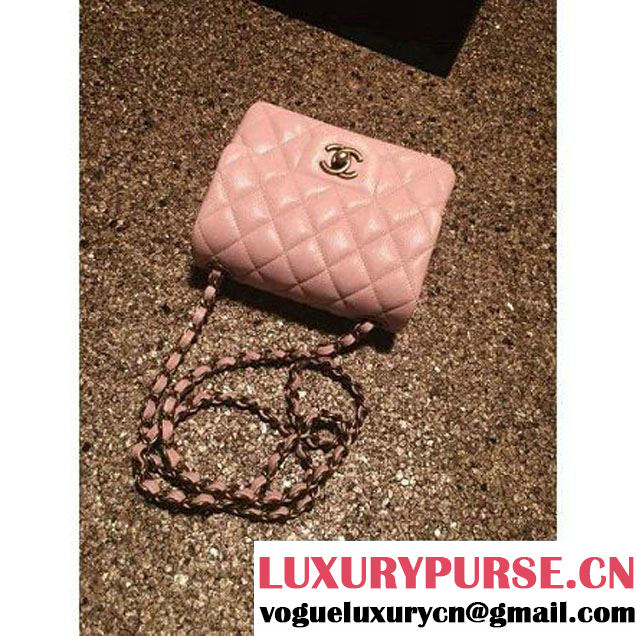 Chanel Caviar Calfskin Leather Mini Classic Flap Bag A1115 Pink (Gold Hardware) (MC-121540 )