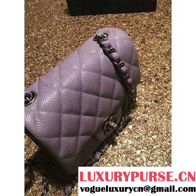 Chanel Caviar Calfskin Leather Mini Classic Flap Bag A1115 Lilac (Silver Hardware) (MC-121541 )