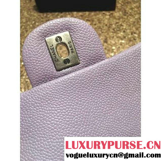 Chanel Caviar Calfskin Leather Mini Classic Flap Bag A1115 Lilac (Silver Hardware) (MC-121541 )