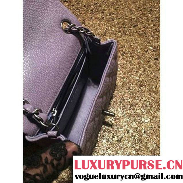 Chanel Caviar Calfskin Leather Mini Classic Flap Bag A1115 Lilac (Silver Hardware) (MC-121541 )