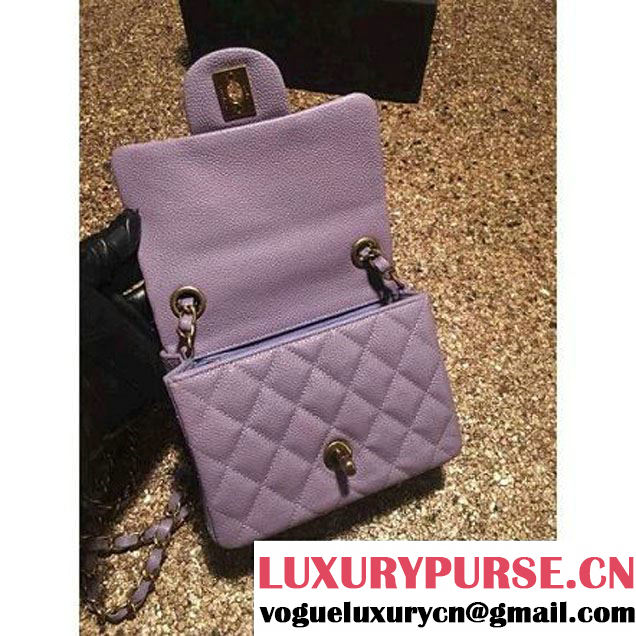 Chanel Caviar Calfskin Leather Mini Classic Flap Bag A1115 Lilac (Gold Hardware) (MC-121542 )