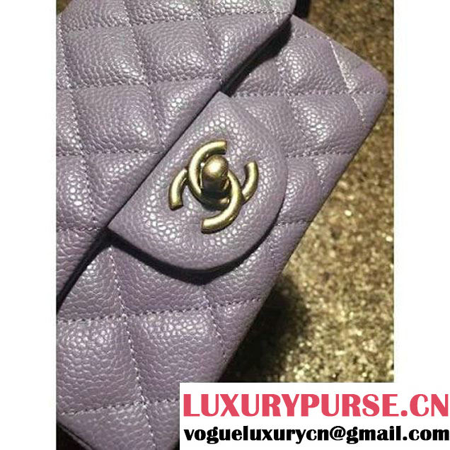 Chanel Caviar Calfskin Leather Mini Classic Flap Bag A1115 Lilac (Gold Hardware) (MC-121542 )