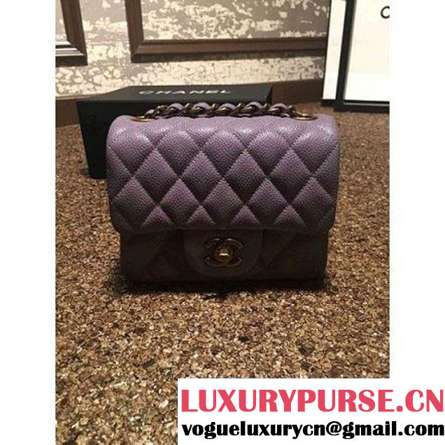 Chanel Caviar Calfskin Leather Mini Classic Flap Bag A1115 Lilac (Gold Hardware) (MC-121542 )