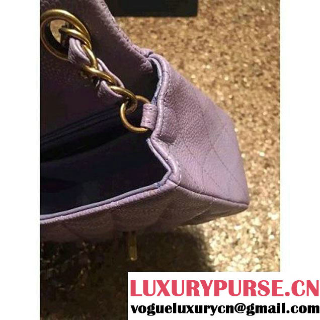 Chanel Caviar Calfskin Leather Mini Classic Flap Bag A1115 Lilac (Gold Hardware) (MC-121542 )