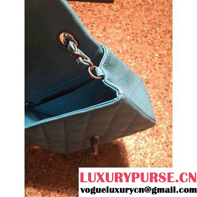 Chanel Caviar Calfskin Leather Mini Classic Flap Bag A1115 Cyan (Silver Hardware) (MC-121543 )