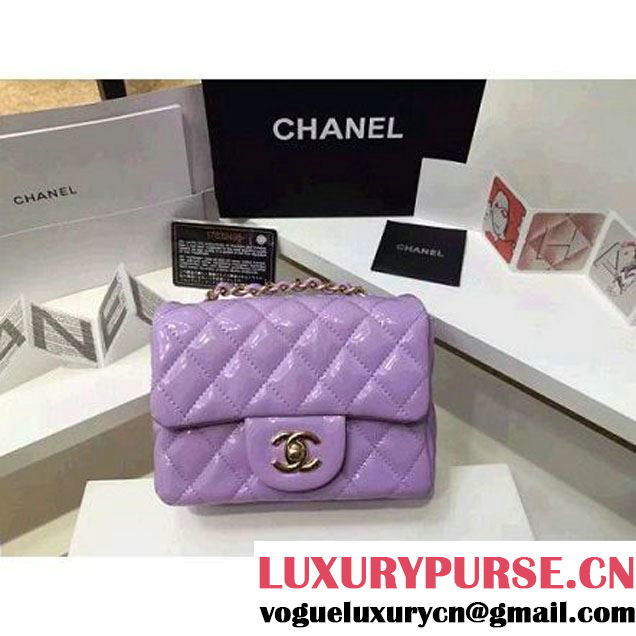 Chanel Patent Leather Mini Classic Flap Bag A1115 Lilac (MC-121545 )