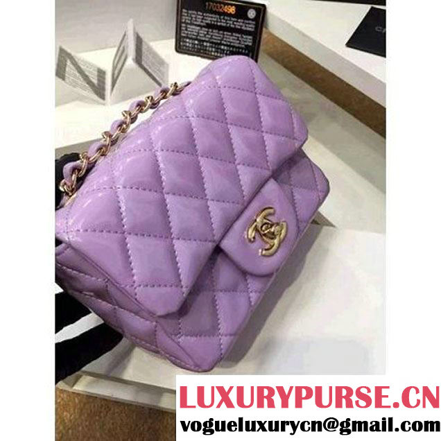Chanel Patent Leather Mini Classic Flap Bag A1115 Lilac (MC-121545 )