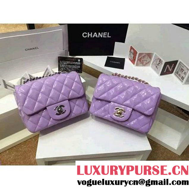 Chanel Patent Leather Mini Classic Flap Bag A1115 Lilac (MC-121545 )