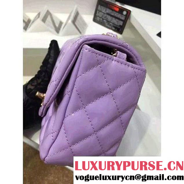 Chanel Patent Leather Mini Classic Flap Bag A1115 Lilac (MC-121545 )