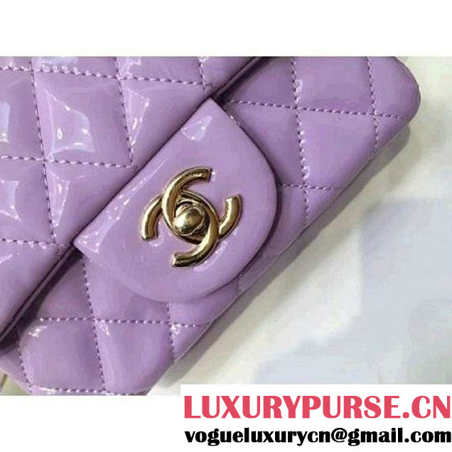 Chanel Patent Leather Mini Classic Flap Bag A1115 Lilac (MC-121545 )