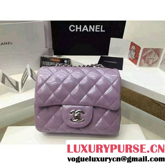 Chanel Patent Leather Mini Classic Flap Bag A1115 Lavender (Silver Hardware) (MC-121547 )