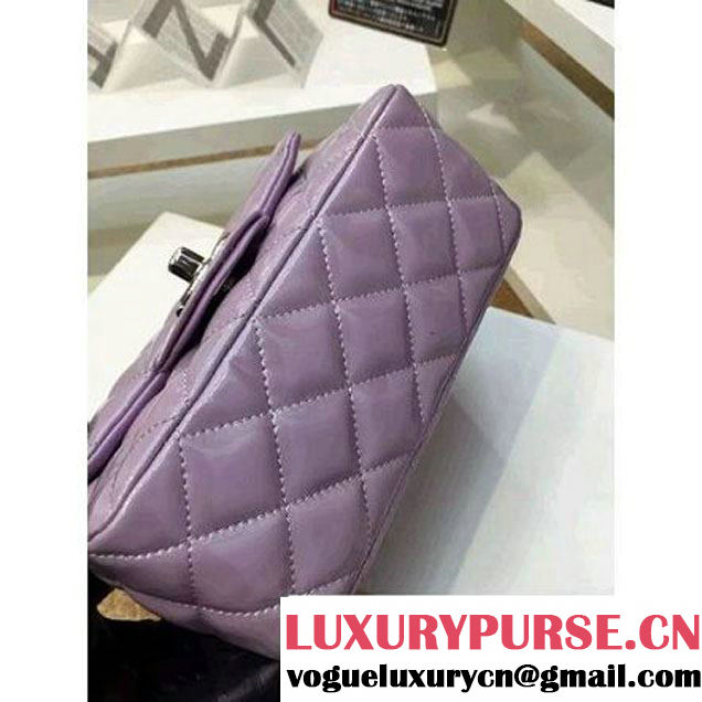 Chanel Patent Leather Mini Classic Flap Bag A1115 Lavender (Silver Hardware) (MC-121547 )