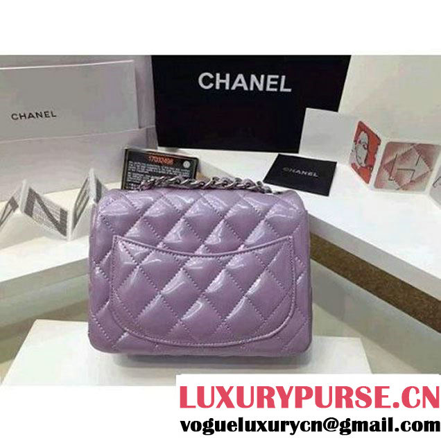 Chanel Patent Leather Mini Classic Flap Bag A1115 Lavender (Silver Hardware) (MC-121547 )