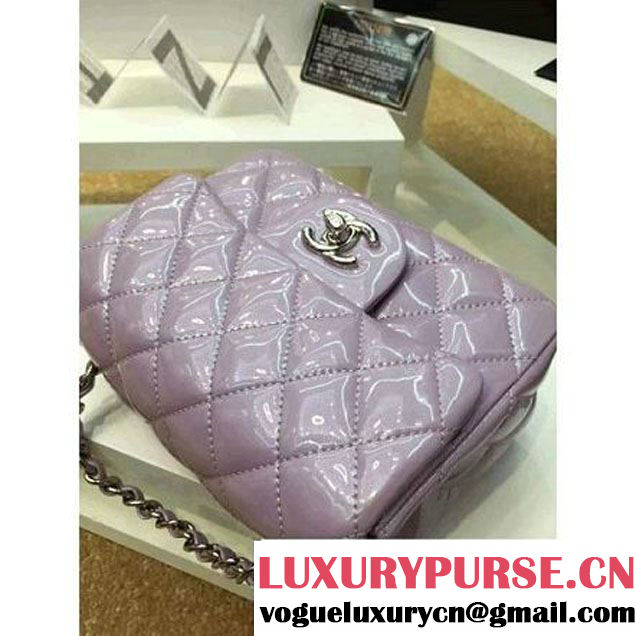 Chanel Patent Leather Mini Classic Flap Bag A1115 Lavender (Silver Hardware) (MC-121547 )