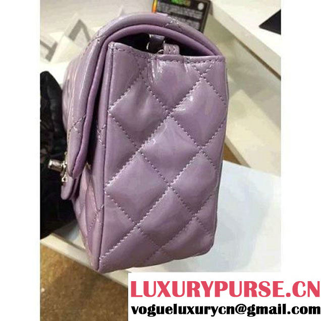 Chanel Patent Leather Mini Classic Flap Bag A1115 Lavender (Silver Hardware) (MC-121547 )