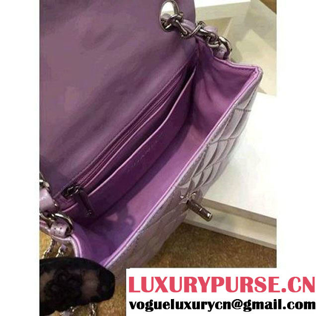 Chanel Patent Leather Mini Classic Flap Bag A1115 Lavender (Silver Hardware) (MC-121547 )