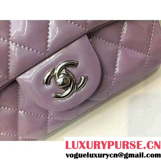 Chanel Patent Leather Mini Classic Flap Bag A1115 Lavender (Silver Hardware) (MC-121547 )