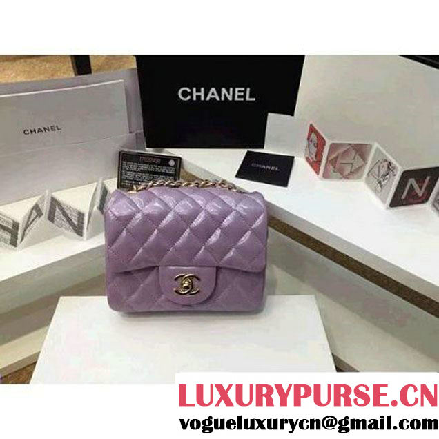 Chanel Patent Leather Mini Classic Flap Bag A1115 Lavender (Gold Hardware) (MC-121546 )