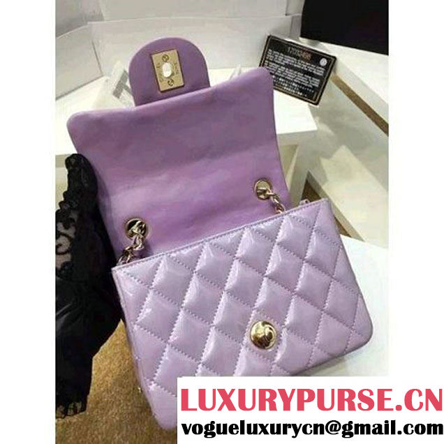 Chanel Patent Leather Mini Classic Flap Bag A1115 Lavender (Gold Hardware) (MC-121546 )