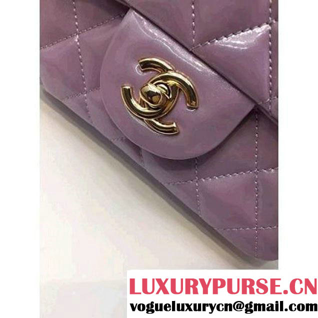 Chanel Patent Leather Mini Classic Flap Bag A1115 Lavender (Gold Hardware) (MC-121546 )