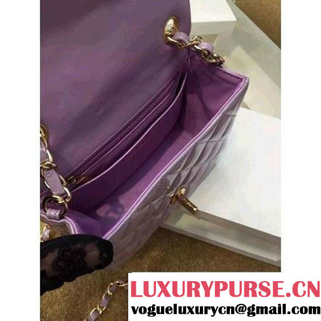 Chanel Patent Leather Mini Classic Flap Bag A1115 Lavender (Gold Hardware) (MC-121546 )