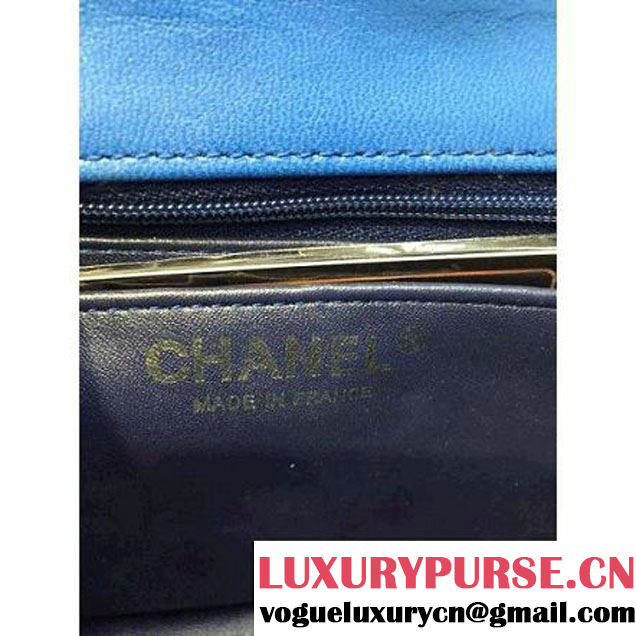 Chanel Patent Leather Mini Classic Flap Bag A1115 Royal Blue(Silver Hardware) (MC-121548 )