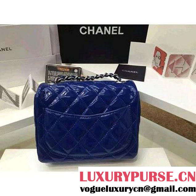 Chanel Patent Leather Mini Classic Flap Bag A1115 Royal Blue(Silver Hardware) (MC-121548 )