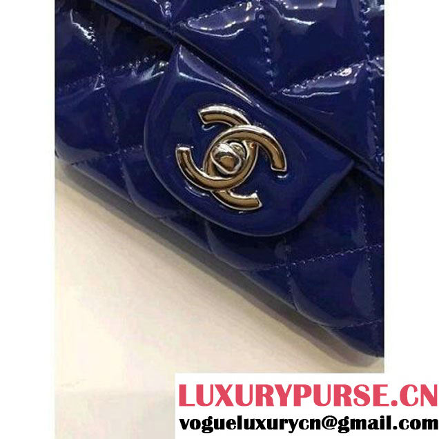 Chanel Patent Leather Mini Classic Flap Bag A1115 Royal Blue(Silver Hardware) (MC-121548 )