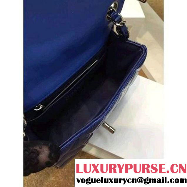Chanel Patent Leather Mini Classic Flap Bag A1115 Royal Blue(Silver Hardware) (MC-121548 )