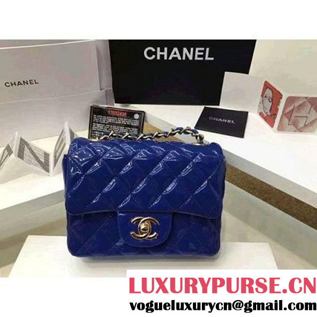 Chanel Patent Leather Mini Classic Flap Bag A1115 Royal Blue(Gold Hardware) (MC-121549 )