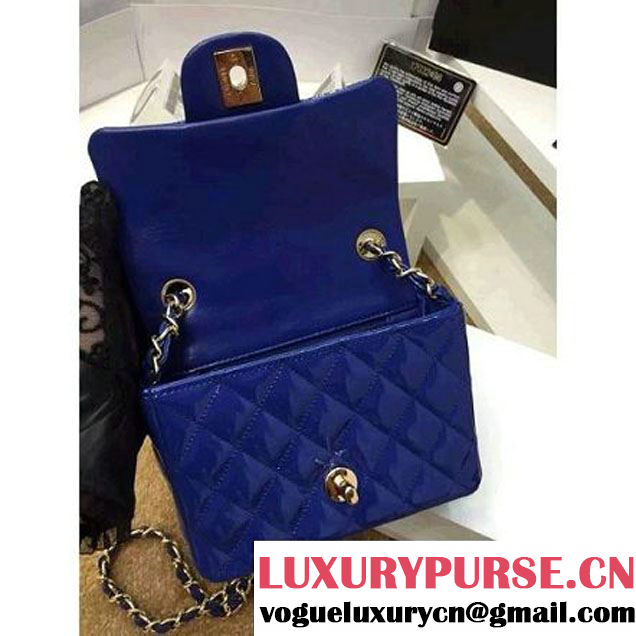 Chanel Patent Leather Mini Classic Flap Bag A1115 Royal Blue(Gold Hardware) (MC-121549 )