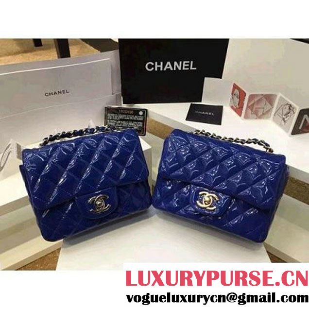 Chanel Patent Leather Mini Classic Flap Bag A1115 Royal Blue(Gold Hardware) (MC-121549 )