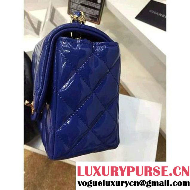 Chanel Patent Leather Mini Classic Flap Bag A1115 Royal Blue(Gold Hardware) (MC-121549 )