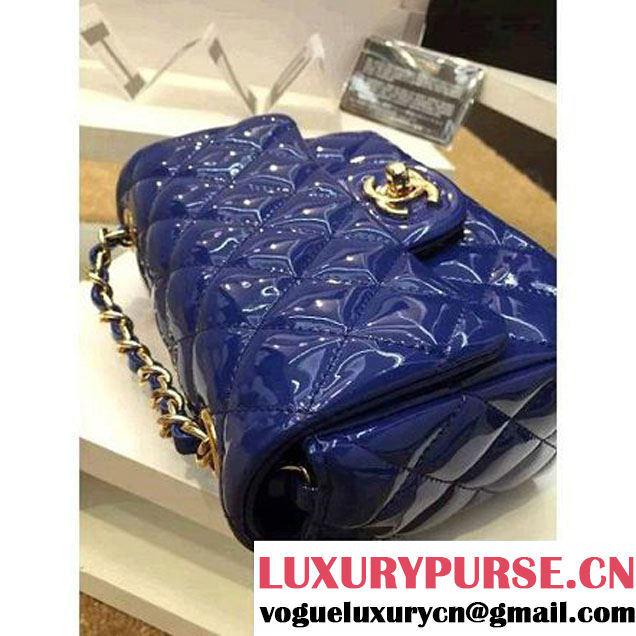 Chanel Patent Leather Mini Classic Flap Bag A1115 Royal Blue(Gold Hardware) (MC-121549 )