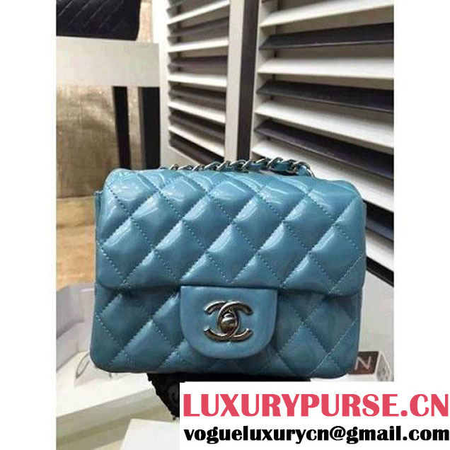 Chanel Patent Leather Mini Classic Flap Bag A1115 Cyan (Silver Hardware) (MC-121550 )