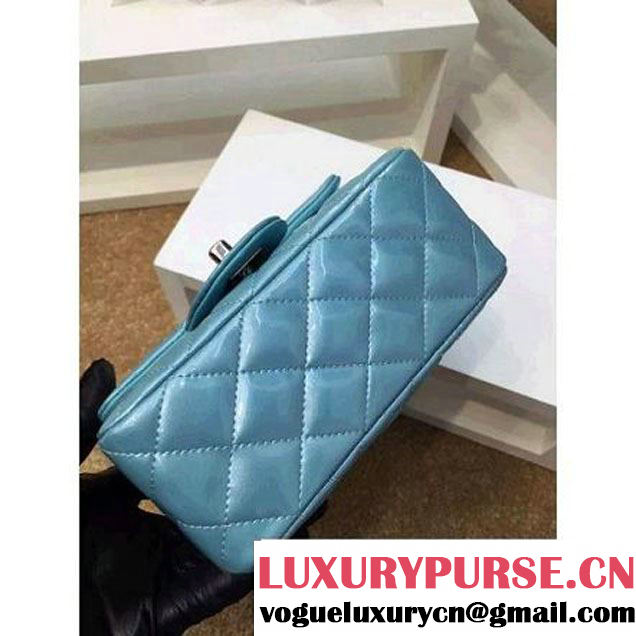 Chanel Patent Leather Mini Classic Flap Bag A1115 Cyan (Silver Hardware) (MC-121550 )