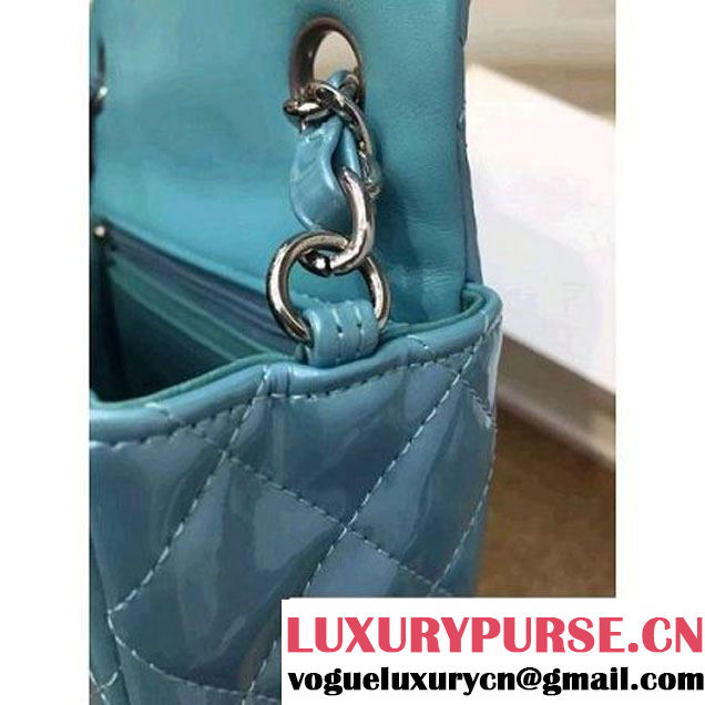 Chanel Patent Leather Mini Classic Flap Bag A1115 Cyan (Silver Hardware) (MC-121550 )