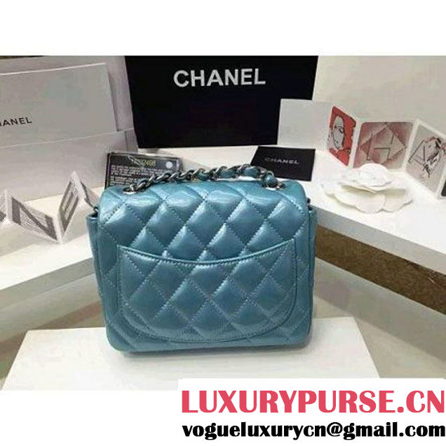 Chanel Patent Leather Mini Classic Flap Bag A1115 Cyan (Silver Hardware) (MC-121550 )