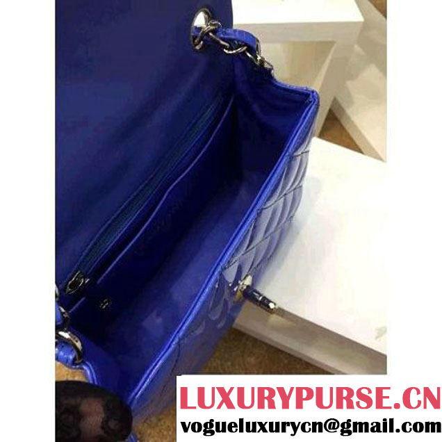 Chanel Patent Leather Mini Classic Flap Bag A1115 Bright Blue (Silver Hardware) (MC-121551 )